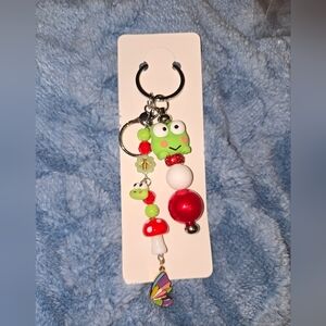 Handmade Keroppi And Mushroom Keychain/Bag Charm with Butterfly Charm